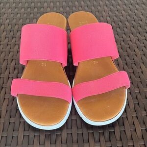 Italian Shoemakers Hot Pink Dual-Strap Slide Sandals